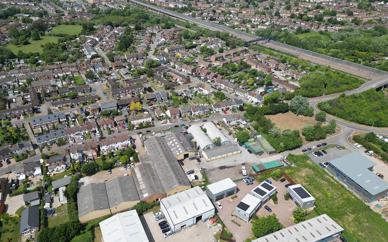 Aerial view of a greenbelt site in Watford